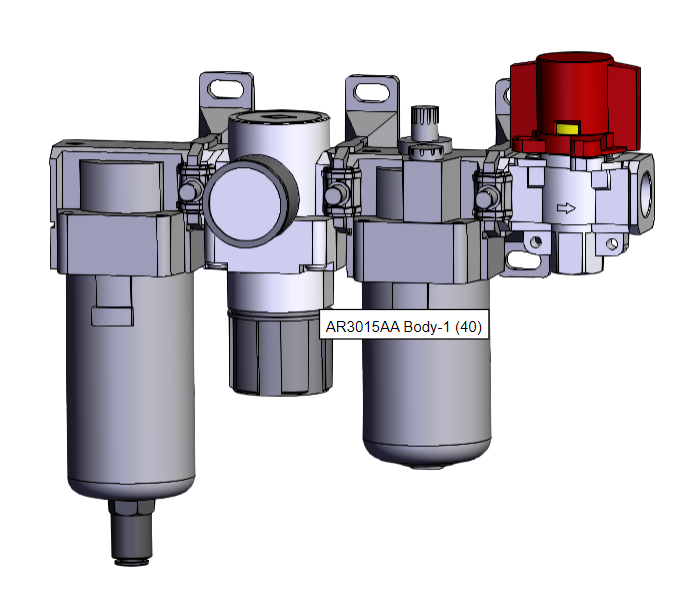 FRL de puerto de 1/4 de pulg con purga automática NC y válvula de paso 